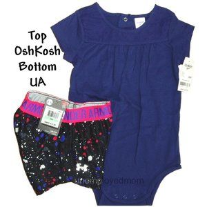 18M OshKosh & UA 2 pc Bodysuit Short Set
